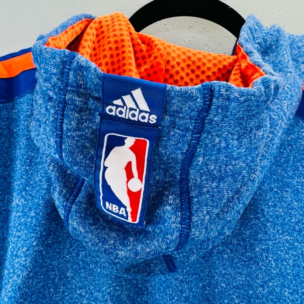 ADIDAS New York Knicks Full Zip Hoodie Jacket XL NBA Finals Blue Orange - Picture 14 of 16